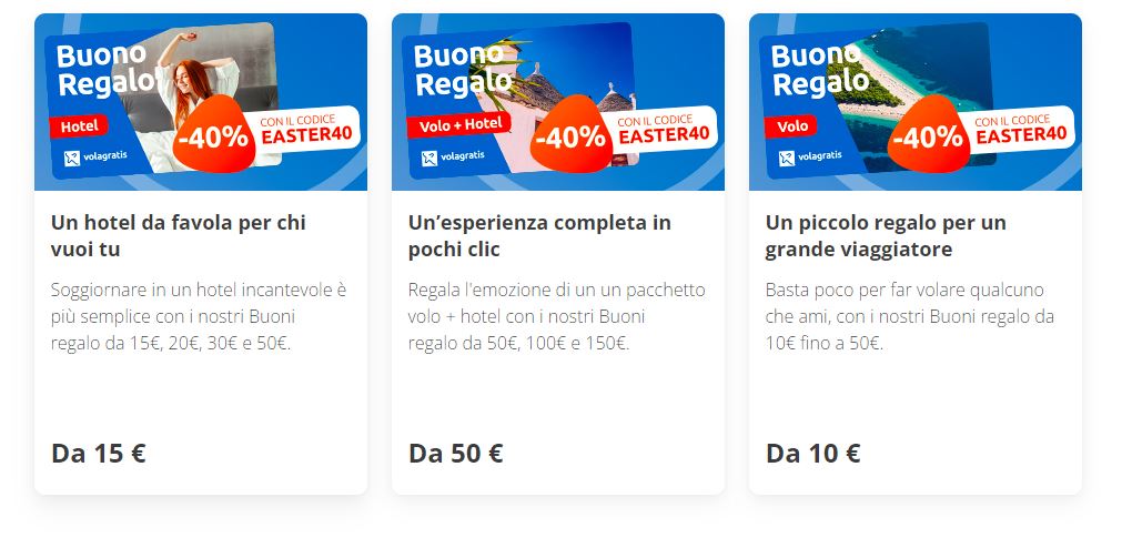 GIFT CARD acquistabili con lo sconto